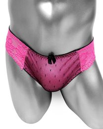 Sexy Sissy Panties Briefs Underwear for Sissy Mens Sexy Lingerie Lace Softy Mesh Bow Super Low rise Gay Bikini Underpants8906237