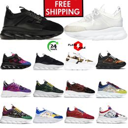Free Shipping with BOX new Designer Chain Reaction Men Women Shoes Suede Triple Black White Bluette red Mens sports sneakers Casual Trainers Platform big size