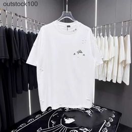 Chrme Heart High end designer clothes for fashion trendy high street Correct Cross Hole Short sleeved T-shirt Mens and Womens Style Versatile With 1:1 original labels