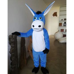 2024 high quality Blue donkey Mascot Costume Fun Outfit Suit Birthday Party Halloween Outdoor Outfit Suit Festival Dress Adult Size