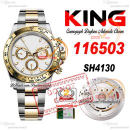 SALE 116503 SA4130 Automatic Chronograph Mens Watch KING Two Tone Yellow Gold White Dial 904L Oystesteel Bracelet 72H Power Reserv Super Edition Puretime PTRX