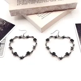 Hoop Earrings Gothic Heart-shaped Rose Wire Mesh Fashion Punk Jewelry
