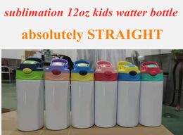 sublimation straight 12oz kids water bottle Stainless Steel sippy cup double wall kids cups cute kids tumbler1888422
