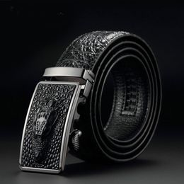 Fashion Casual Men's Leather Belts Faux Crocodile Leather Belt Men High Quality Crocodile Head Automatic Buckle Belt 201117 263r