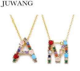 Pendant Necklaces Multicolor CZ Charm Gold 26 Alphabet Necklace Micro Pave Zircon Letter AZ Couple Jewellery Gift6129769