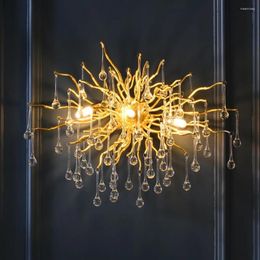 Wall Lamp Nordic Luxury LED Crystal Lighting For Living Room Golden Lights Bedroom Bedside Indoor Decoration Fixtures