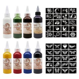 Temporary Tattoos Ink Semi Permanent Airbrush Ink For Body Art Gloss Tint Paint Beauty Pigment Makeup Supplies 2 bottles bonus 240423