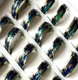 whole 30Pcs 8mm band silver Mood color change emotion 316L stainless steel rings jewelry finger ring men women rings2151964