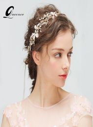 Floral Wedding Tiara Bridal Headband Silver and Gold Tiara Hairband With Pearls Rhinestones Headpiece Bridal Hair Vines X9129503126
