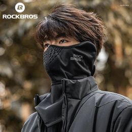 Bandanas ROCKBROS Scarf Warm Fleece Neck Mask Outdoor Windproof Warmer For Bike Motorcycle Ear Cover Breathable Men Women