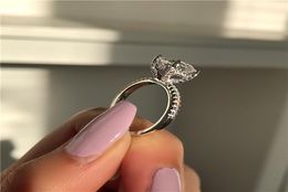 Unique Promise Ring 925 sterling Silver Cushion cut 1ct 5A Zircon cz Party Wedding Band Rings For Women Jewelry2711359