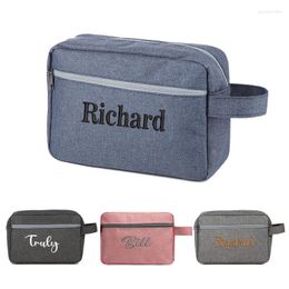 Cosmetic Bags Professional Personalized Embroidery Men's Makeup Bag Portable Waterproof Large Capacity Travel Toiletry Custom