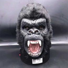 Party Masks Diamond Planet Ape Gorilla Mask Hood Latex Animal Terrifying Halloween Head Q240508