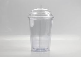 20oz Plastic Plus Lid Dome With With Straw Acrylic Wall Clear Tumblers Tumblers Insulated Travel Straw Cups Reusable Tumbler Doubl8602983