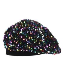 Golden Ladies Sequin Berets Caps for Women Handstitched Shining Embroidery Painter Hat Women French Cap Pillbox Fascinators6576187