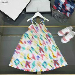 Luxury baby skirt Sling design Princess dress Size 100-160 CM kids designer clothes Colourful letter printing girls partydress 24April