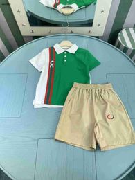 Classics baby tracksuits Summer boys POLO shirt set Size 100-150 CM kids designer clothes Splicing design T-shirts and shorts 24May