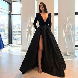 2021 New Arrival Prom Party Evening Dresses Vestido Noiva Sereia Gown Satin Robe De Soiree Elegant Frock Sexy Side Slit Velour Formal Ocn 0509