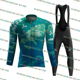 Racing Sets 2024 Team Novo Nordisk Clouds Cycling Jersey Set Long Sleeve MTB Bicycle Clothing Road Bike Shirt Suit Maillot