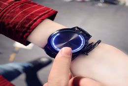 Creative personality minimalist leather normal designer watch LED luxury mens watches men and women couple smart watch electronics5249279