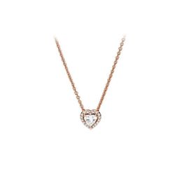 Higt Quality 18K ROSE GOLD 925 Sterling Silver Signature Circle Pendant Necklace with Original Box for CZ Diamond Disc Chain Women Jewerly1405515