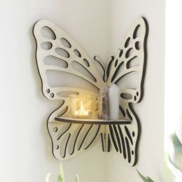 Wooden Butterfly Hollowed Out Crystal Storage Shelf, Minimalist Homestay Home Wall Decoration