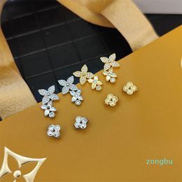 Luxury Gold-Plated Silver Plated Earrings Luxury Brand Designer With Clover Style Design Charm Girl Earrings Matching Box Love