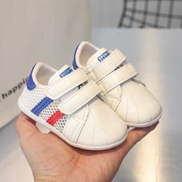 Sneakers Soft soled baby walking shoes spring and summer transparent mesh male white color blocking anti kick Velcro female childrens H240509