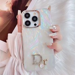 New trendy shell pattern sparkling diamond suitable for iPhone 15 promax phone protective case iPhone 14 luxury women's model