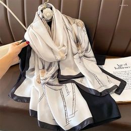 Scarves 2024 Spring And Autumn Sunscreen Scarf Women Beach Long Large Size Silk Outdoor Soft Thin Shawl Lady Hijab 180 90cm