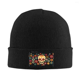 Berets Day Of The Dead Sugar Skull Bonnet Hats Street Knitted Hat For Men Women Winter Warm Mexican Art Skullies Beanies Caps