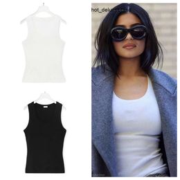Women Cropped Top t Shirts Tank Anagram Regular Cotton Jersey Camis Female Femme Knits Tees Designer Embroidery Knitted Sport Breathable Yoga Vest Tops E39C