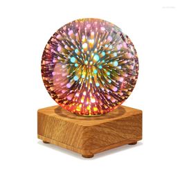 Night Lights LED 3D Firework Light Colourful Atmosphere Table Lamps Glass Ball Bedside For Home Bedroom Decoration Christmas Gift