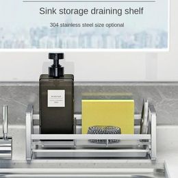 Kitchen Stainless Steel Sink Drain Rack Sponge Storage Organiser Dish Soap Drainer Shelf Kitchen Organiser Bathroom Accessories