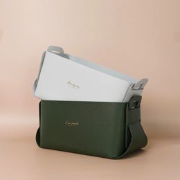Hot Sale PU Leather Desktop Storage Box, Large Capacity Folding Cosmetics Case Holder Tidy Organiser witn Handle