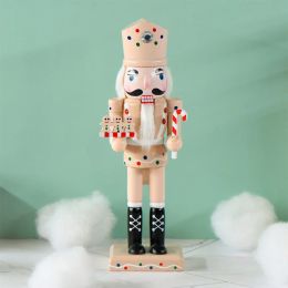 Miniatures 25CM Christmas Nutcracker Puppet Wooden Handmade Nutcracker Soldier Gingerbread Man Doll Ornament Christmas Gift Home Decoration