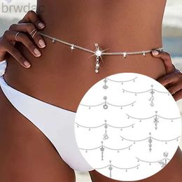 Navel Rings 1PCS Stainless Steel Crystal Chain Belly Button Ring 14G Women Sexy Chain Navel Piercing Jewellery Waist Chain Piercing Belly Ring d240509