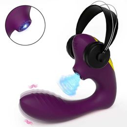 Other Health Beauty Items 2 in 1 Wearable Vagina Sucking Vibrator for Women Dildo Clitoris Nipple Vacuum Suck Female Oral Clit Stimulator Adults Y240503