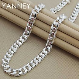 Chains 925 Silver Man Necklace 10MM 20/22/24 Inches Cuban Chain Necklace For Women Fashion Wedding Jewellery Christmas Accessories d240509
