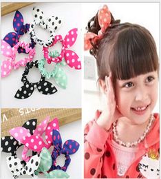 Mix Style Hair Ornaments Polka Dot Rabbit Ears Elastic Hair Bands Girl Headwear Headband Scrunchy Children Hair Tie Ring1214450