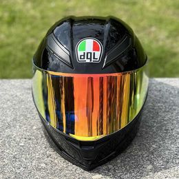DgL internet famous motorcycle helmet pure black full cover cool flip mirror large tail wing men and womens all season safety