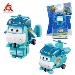 Super Wings Mini Transforming Shine 2 Inches Transform Robot to Plane in 3 Steps Deformation Action Figures Anime Toys For Kids 240508