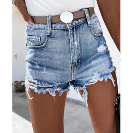 Women's Shorts 2023 Summer Women Ripped High Waisted Casual Fashion Denim Shorts Vintage Hole Short Jeans Ladies Hot pants Shorts Y240504