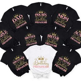 Men's T-Shirts Birthday Princess T-shirt DAD MOM Brother Sister Family Gathering Ts Girls Birthday Party Tshirt Aesthetic Clothing Black Top T240506