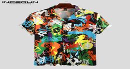 Summer Men Printed Shirt Short Sleeve Turndown Collar Streetwear Chic Loose Mens Hawaiian Shirts 2020 Vacation Camisa INCERUN153618534603