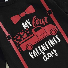 Clothing Sets Toddler Baby Boys Valentine S Day Outfits Letter Long Sleeve Romper Top Heart Pants Hat 3Pcs Clothes Set