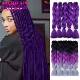 5 Bundles Jumbo Braid Hair Purple Synthetic Braiding Hair for Box Crochet Braids Support Wholesale Green Pink Braids 100g/Pack 240430