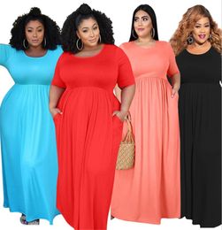 Plus size Women dresses short sleeve maxi skirts sexy clubwear summer clothing casual solid color dress bodycon dress ship XL1987470