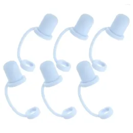 Disposable Cups Straws 6 Pcs Straw Cap Silicone Tips Lid S Lids Thickened Topper Coffe Cover Covers Dust Plug Caps