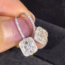 Vecalon Elegant Lady Dangle earring 5A Cz Real 925 Sterling silver Party wedding Drop Earrings for women Bridal Jewelry 289s